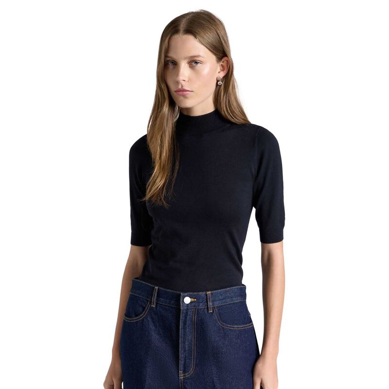 Cue Ink Elbow Sleeve Funnel Neck Knit image number 0